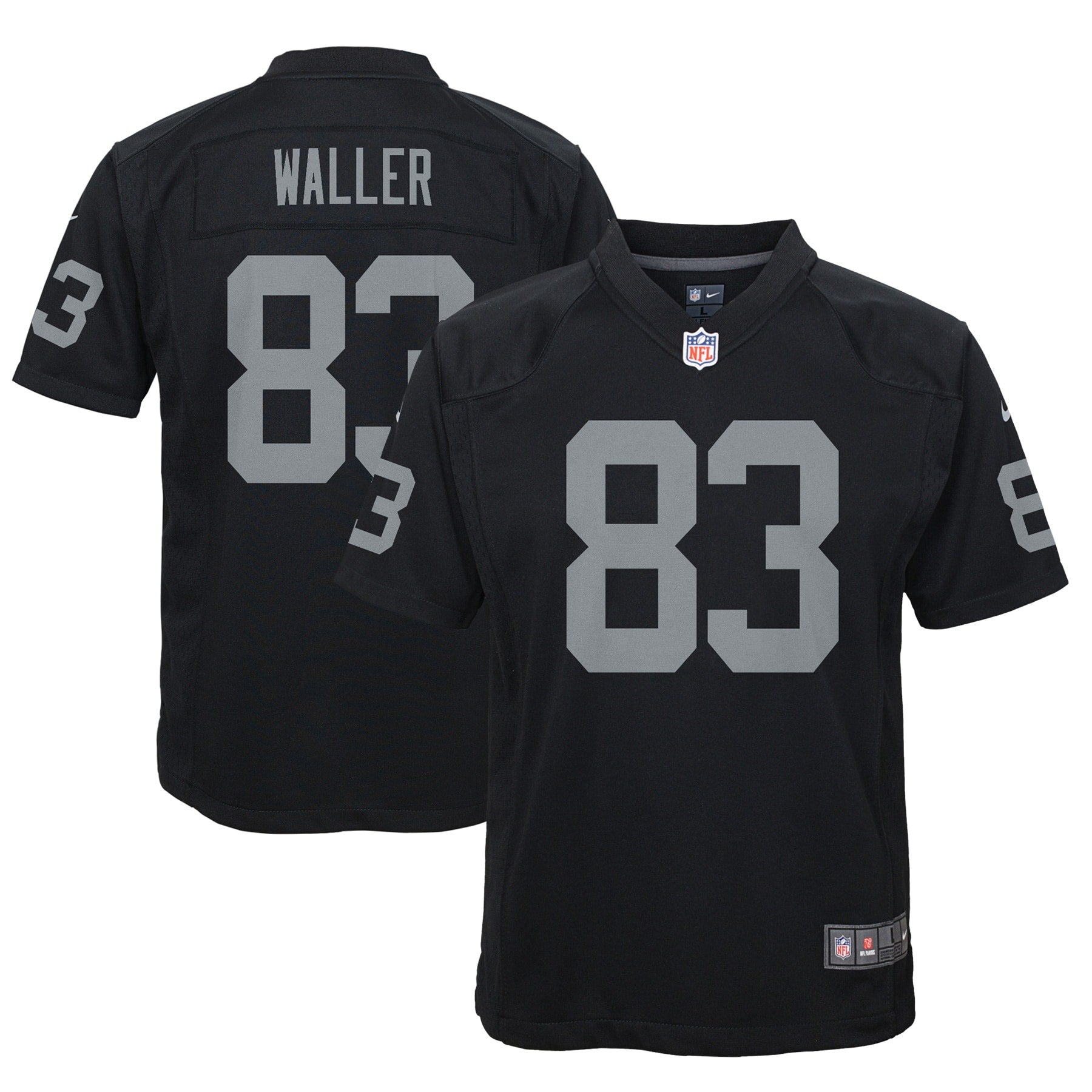 Darren Waller Las Vegas Raiders Nike Youth Game Jersey - White/Black - Image 5