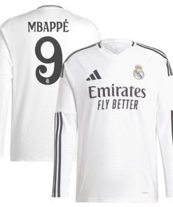 Alternative view of Kylian Mbapp¨¦ Los Merengues adidas 2024/25 Home Replica Long Sleeve Player Jersey - White