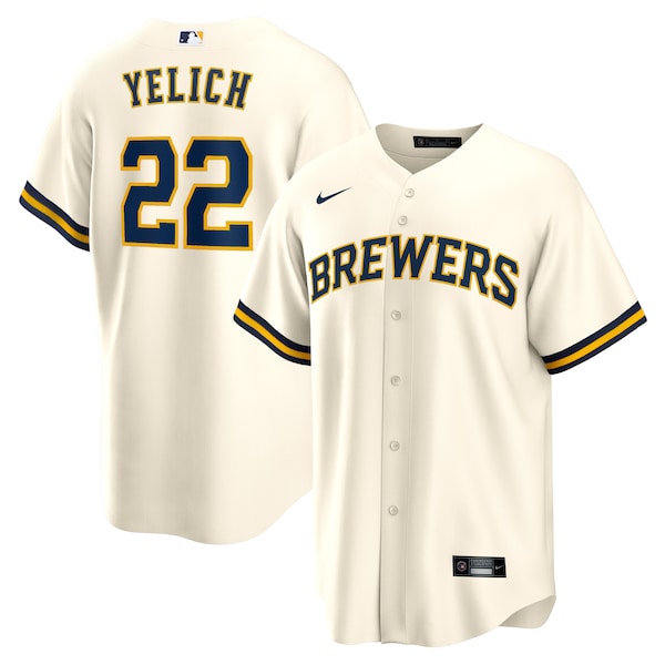 Christian Yelich Milwaukee Brewers Nike Alternate Replica Player Jersey - Cream/Gray/Navy/White - Image 2