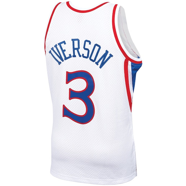 Allen Iverson Philadelphia 76ers 1996/97 Hardwood Classics Swingman Jersey - White/Red/Royal/Black - Image 4