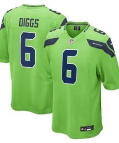 Alternative view of Quandre Diggs Seattle Seahawks Nike  Game Jersey - Neon Green/Navy