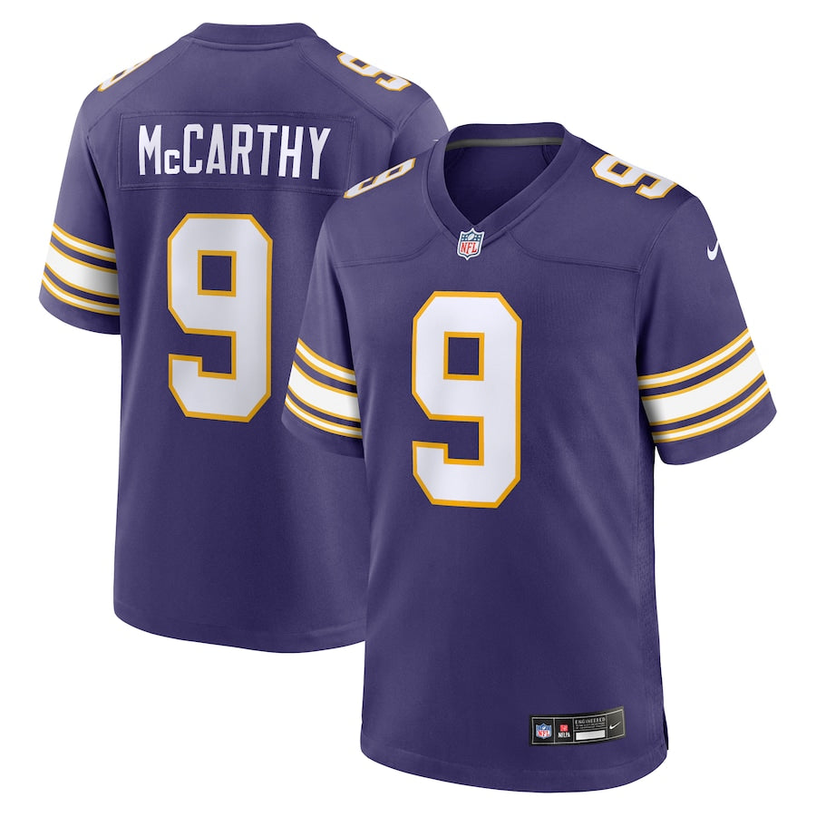 J.J. McCarthy Minnesota Vikings Nike Game Jersey - White/Purple - Image 4
