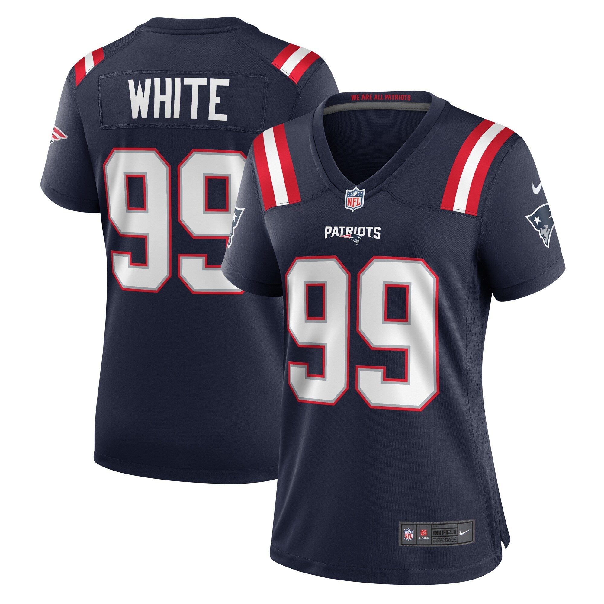 Keion White New England Patriots Nike Women's Alternate Team Game Jersey - Red/Navy/White - Image 8