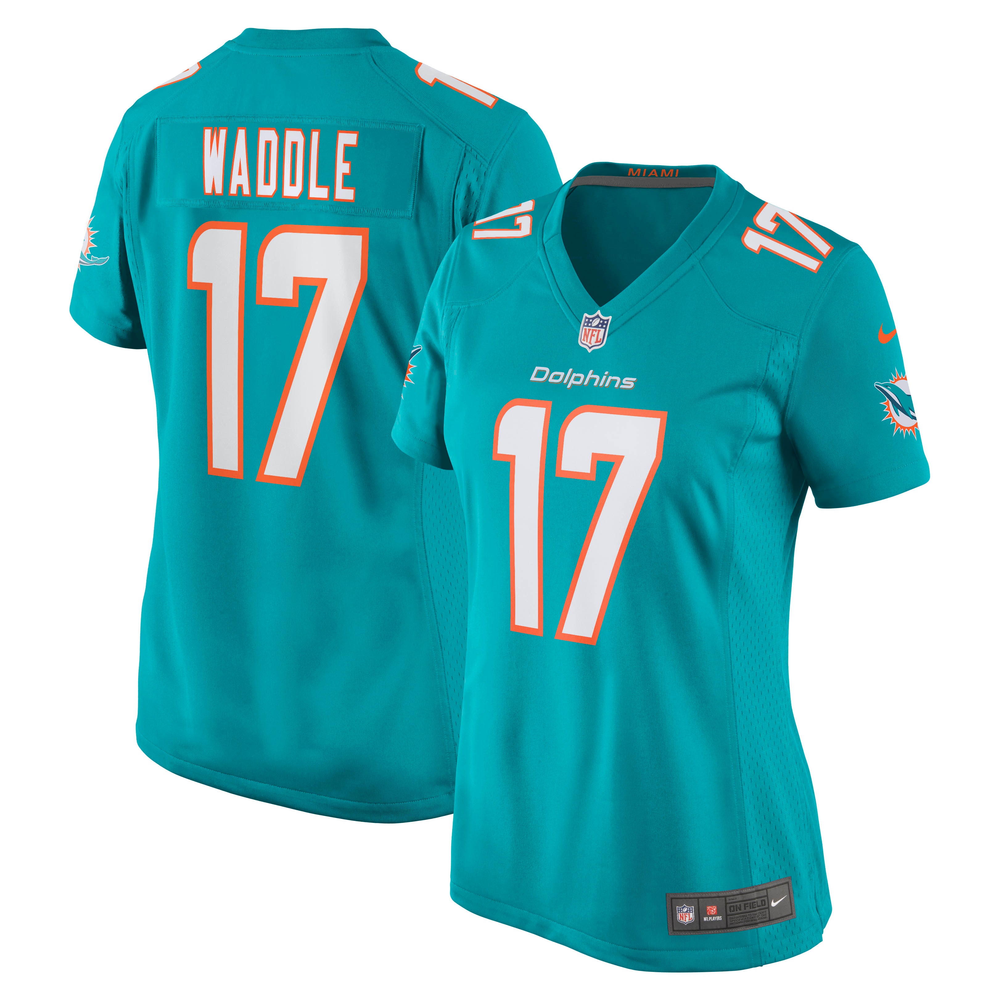 Jaylen Waddle Miami Dolphins Nike Women's Game Jersey - White/Aqua - Image 5