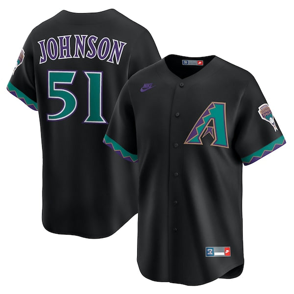 Randy Johnson Arizona Diamondbacks Nike Throwback Cooperstown Collection Limited Jersey - Black/Cream - Image 2