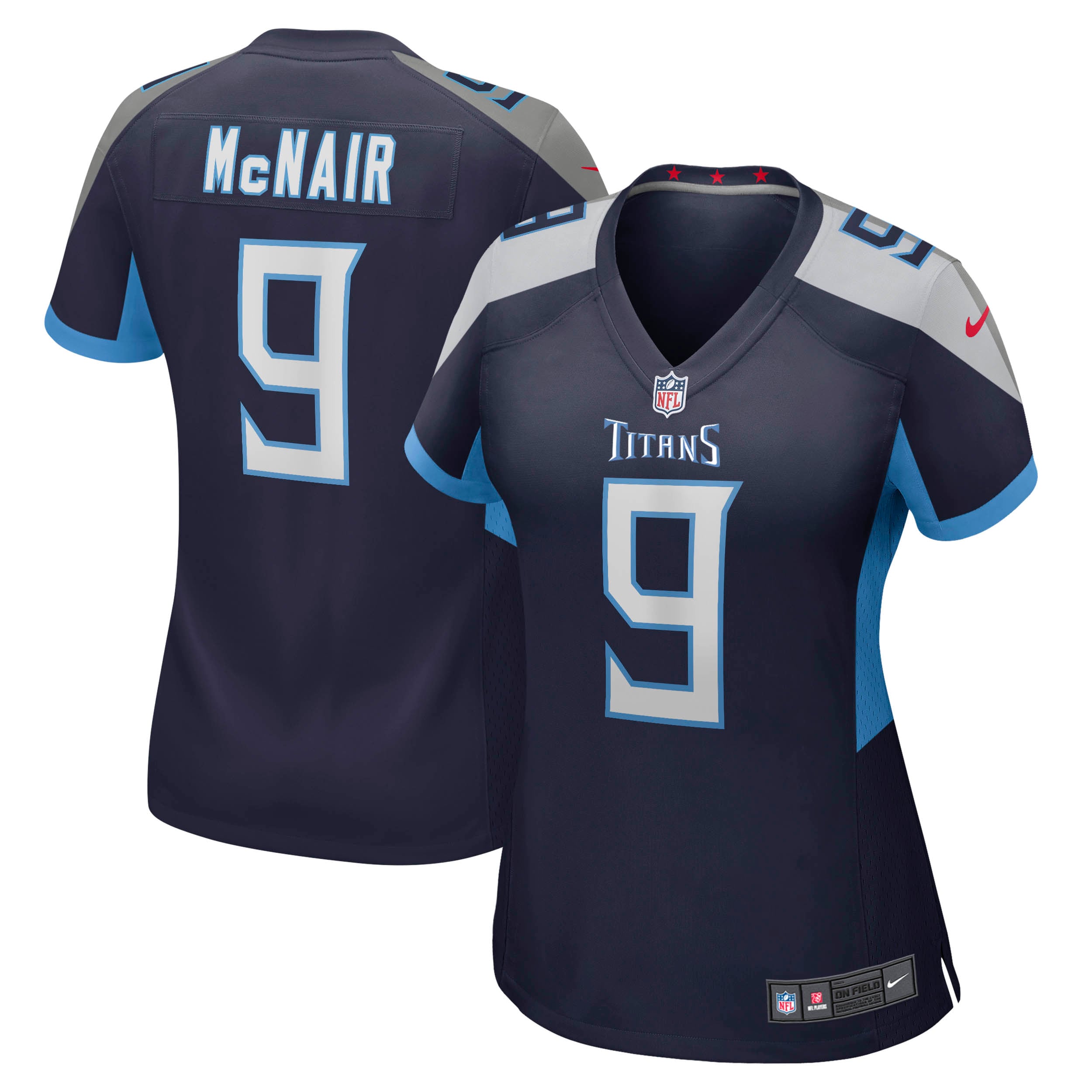 Steve McNair Tennessee Titans Nike Women's Oilers Throwback Retired Player Game Jersey - Light Blue/Navy - Image 9