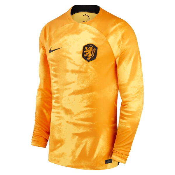 Netherlands National Team Nike 2022/23 Home Breathe Stadium Replica Blank Long Sleeve Jersey - Orange - Image 2