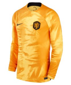 Alternative view of Netherlands National Team Nike Youth 2022/23 Home Breathe Stadium Replica Blank Long Sleeve Jersey - Orange