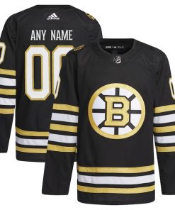 Boston Bruins adidas   100th Anniversary Primegreen Authentic Custom Jersey - Black