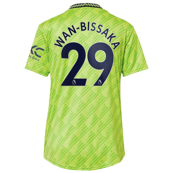 Aaron Wan-Bissaka Manchester United adidas Women's 2022/23 Third Replica Player Jersey - Neon Green - Image 3