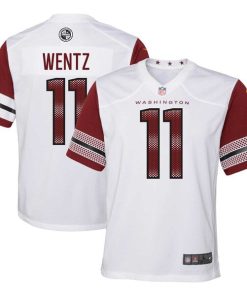 Alternative view of Carson Wentz Washington Commanders Nike Youth Game Jersey - White/Black/Burgundy