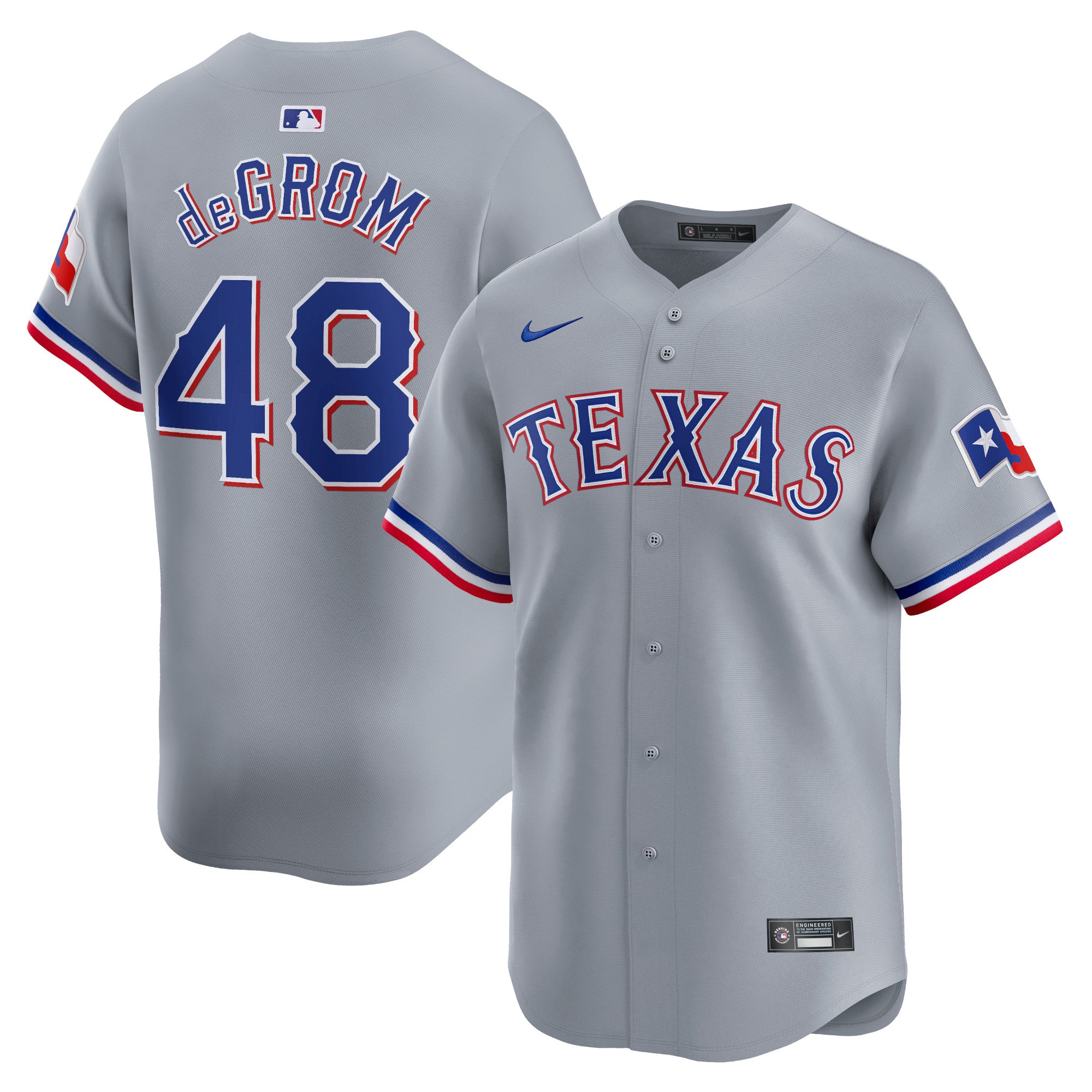 Jacob deGrom Texas Rangers Nike Home Limited Player Jersey - White/Gray - Image 5