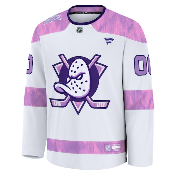 Anaheim Ducks 2024 Hockey Fights Cancer Custom Practice Jersey - White - Image 2