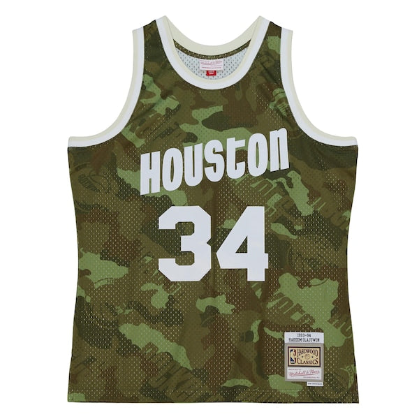 Hakeem Olajuwon Houston Rockets Hardwood Classics 1993/94 Ghost Green Swingman Jersey - Camo - Image 3