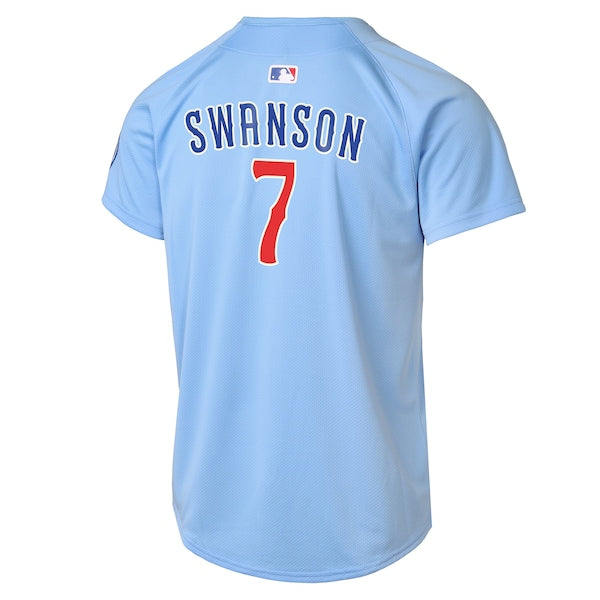 Dansby Swanson Chicago Cubs Nike Youth 2nd Alternate Limited Player Jersey - Baby Blue - Image 2