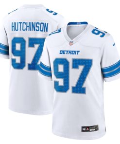 Aidan Hutchinson Detroit Lions Nike Game Jersey - White/Black/Blue