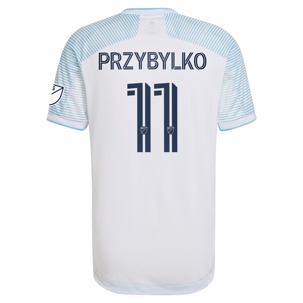 Kacper Przybylko Chicago Fire adidas 2022 Lakefront Kit Authentic Player Jersey - White - Image 3