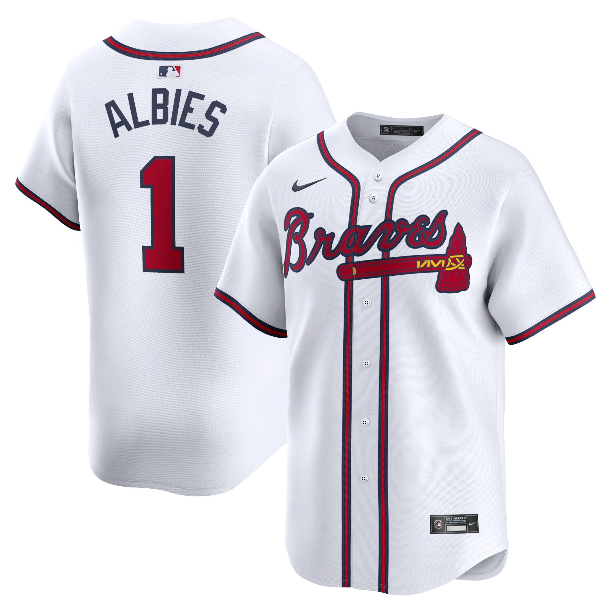 Ozzie Albies Atlanta Braves Nike Away Limited Player Jersey - Gray/White - Image 5