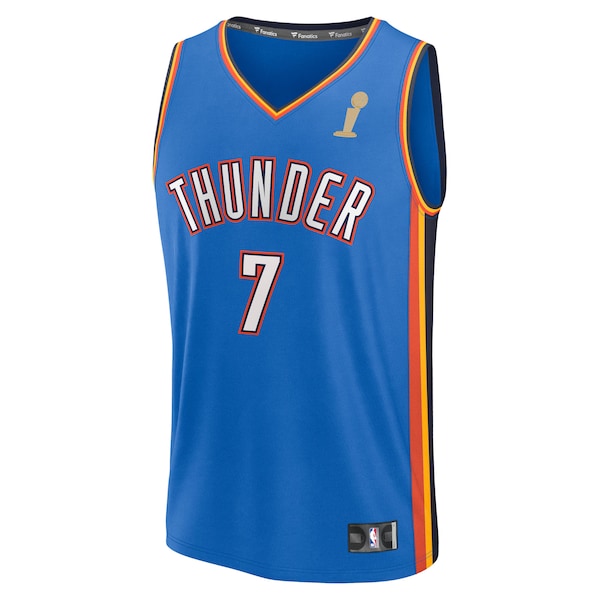 Chet Holmgren Oklahoma City Thunder Youth 2025 NBA Finals Champions Fast Break Replica Player Jersey - Blue - Icon Edition - Image 2