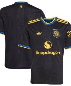 Alternative view of Manchester United adidas Youth 2025/26 Third Replica Jersey - Black/White/Red