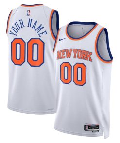 Alternative view of New York Knicks Nike Unisex Swingman Custom Jersey White - Association Edition/Blue