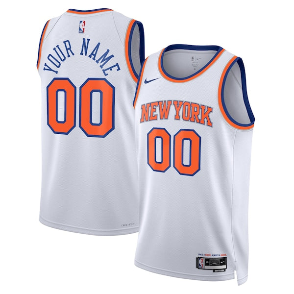 New York Knicks Nike Unisex Swingman Custom Jersey White - Association Edition/Blue - Image 2