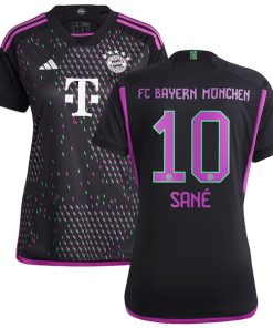 Leroy San¨¦ Bayern Munich adidas Women's 2023/24 Away Replica Player Jersey - Black/White