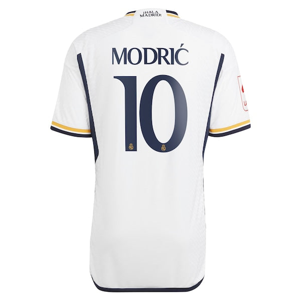 Luka Modric Los Merengues adidas 2023/24 Home Authentic Jersey - White/Navy - Image 4