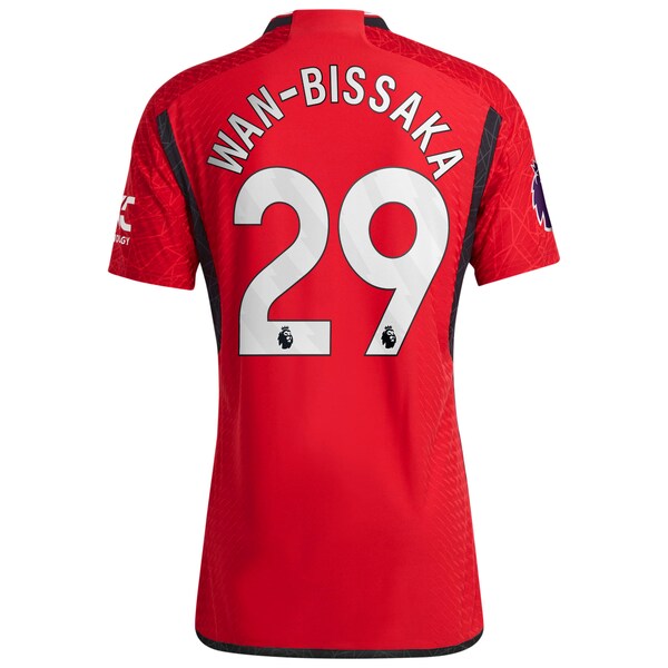 Aaron Wan-Bissaka Manchester United adidas 2023/24 Home Authentic Player Jersey - Red/Green - Image 4