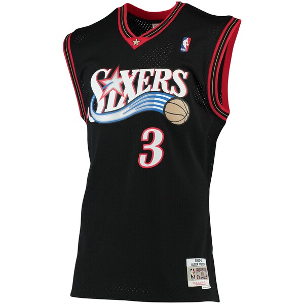 Allen Iverson Philadelphia 76ers 2000/01 Big & Tall Hardwood Classics Swingman Jersey - Black/Red/Royal/White - Image 8