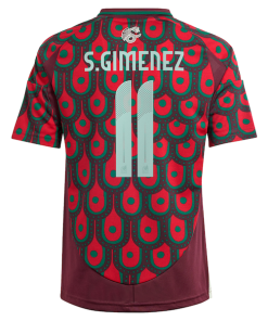 Alternative view of Santiago Gim¨¦nez Mexico National Team adidas Youth 2024 Home Replica Player Jersey - Burgundy