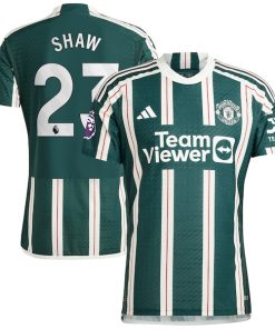 Luke Shaw Manchester United adidas 2023/24 Away Authentic Player Jersey - Green/Red