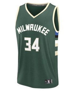 Alternative view of Giannis Antetokounmpo Milwaukee Bucks  Fast Break Replica Player Jersey - Icon Edition - Hunter Green