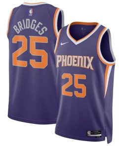 Alternative view of Mikal Bridges Phoenix Suns Nike Unisex Swingman Jersey - Icon Edition - Purple/White