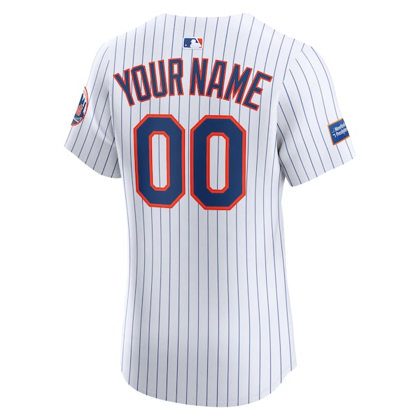 New York Mets Nike Home Elite Sponsor Patch Custom Jersey - White - Image 3