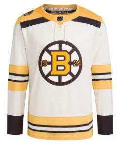 Alternative view of Boston Bruins adidas 100th Anniversary Primegreen Authentic Jersey - Cream