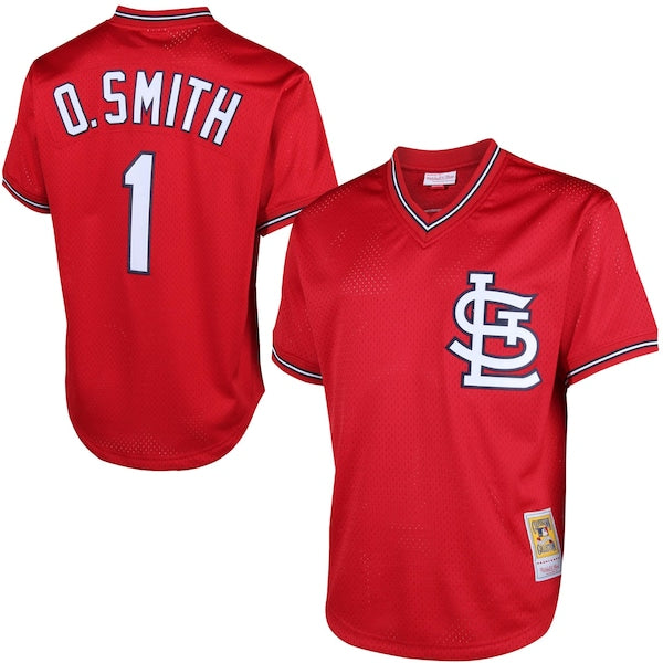 Ozzie Smith St. Louis Cardinals Cooperstown Mesh Batting Practice Jersey - Red/Navy - Image 2