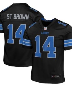 Alternative view of Amon-Ra St. Brown Detroit Lions Nike Youth Alternate Player Game Jersey - Black