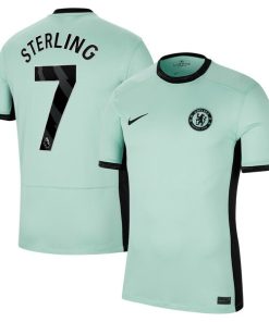 Alternative view of Raheem Sterling Chelsea Nike 2023/24 Third Stadium Replica Player Jersey - Mint/Blue/Navy