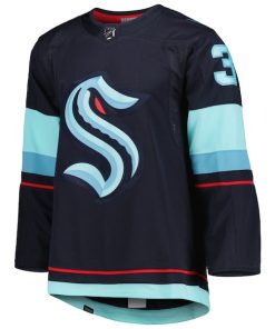 Alternative view of Philipp Grubauer Seattle Kraken adidas Home Primegreen Authentic Pro Player Jersey - Deep Sea Blue