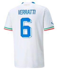 Alternative view of Marco Verratti Italy National Team Puma Youth 2022/23 Away Replica Player Jersey - White
