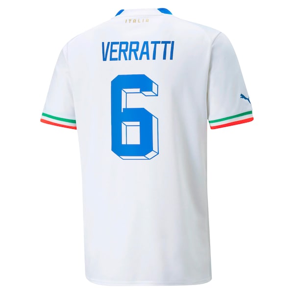 Marco Verratti Italy National Team Puma 2022/23 Away Replica Player Jersey - White - Image 2