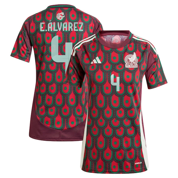 Edson Alvarez Mexico National Team adidas Women's 2024 Home Replica Player Jersey - Burgundy/Green - Image 4