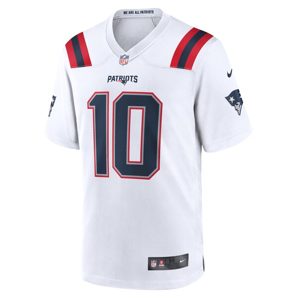 Mac Jones New England Patriots Nike Team Game Jersey - White/Navy - Image 3