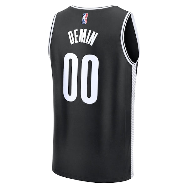 Egor Demin Brooklyn Nets Youth 2025 NBA Draft First Round Pick Fast Break Replica Jersey - Icon Edition - Black - Image 3
