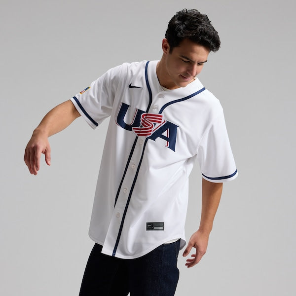 USA Baseball Nike 2026 World Baseball Classic Home Stadium Jersey - White/Navy - Image 2