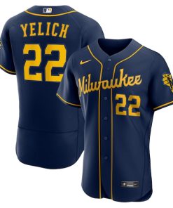 Christian Yelich Milwaukee Brewers Nike 50th Season Alternate Authentic Player Jersey - Navy