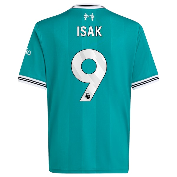 Alexander Isak Liverpool adidas Youth 2025/26 Third Replica Player Jersey - Green/Red - Image 4