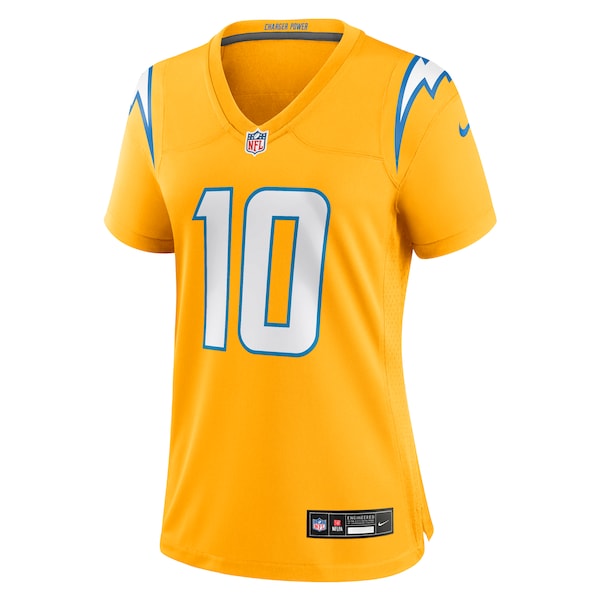 Justin Herbert Los Angeles Chargers Nike Women's Alternate Charger Power Game Jersey - Gold/Navy - Image 3