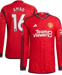 Amad Diallo Manchester United adidas Long Sleeve Authentic Player Jersey?¨C Red